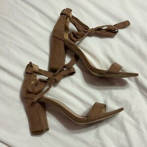 Madden Girl Tan Block Heels with Tie